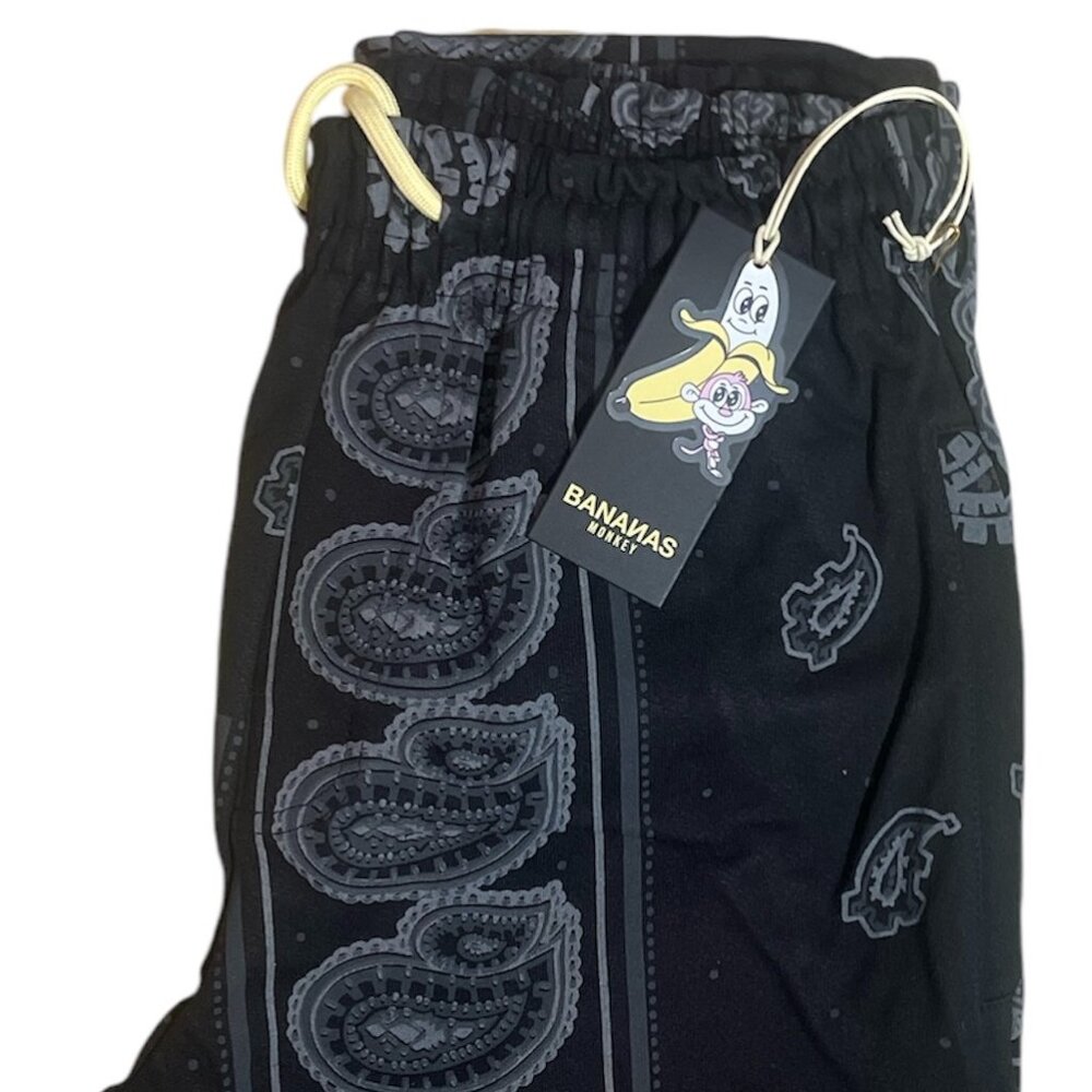 Bananas Monkey Sweatpants BLACK PAISLEY Size LARGE S NEW NIB Premium Thick